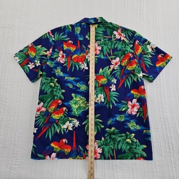 Royal Creations Hawaiian Shirt Men's XL Royal Blue Parrots Made in Hawaii EUC LN - Picture 12 of 13